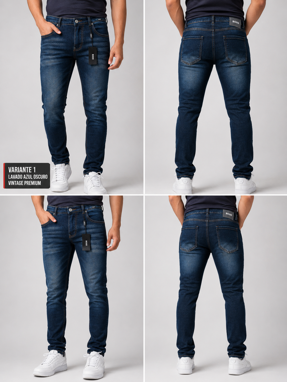 Jean Boss oscuro vintage premium para hombre - Monarca Jeans